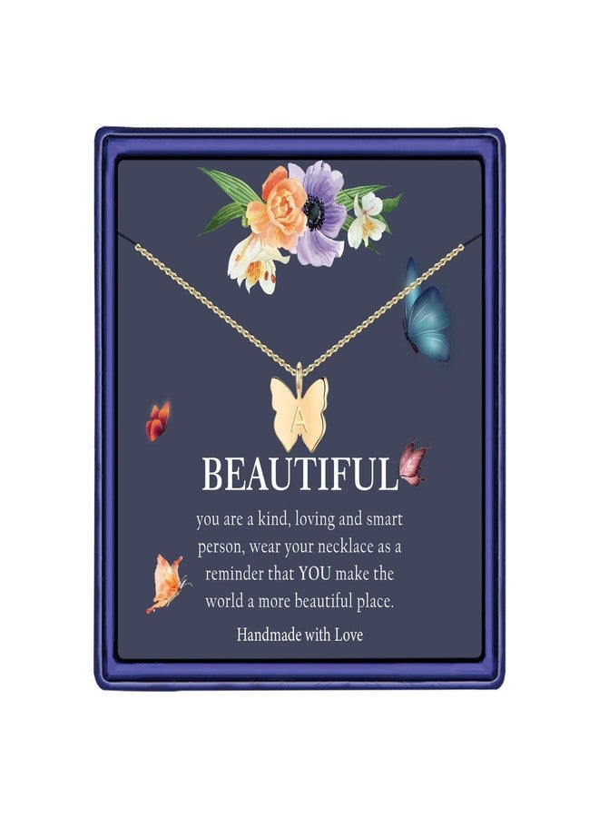 Hidepoo قلادات فراشة بحرف أول من اسمك، قلادة فراشة بحرف A، قلادات فراشة صغيرة بحرف أول من اسمك للنساء، مجوهرات، هدايا فراشة، هدايا عيد ميلاد (A) - Image 1